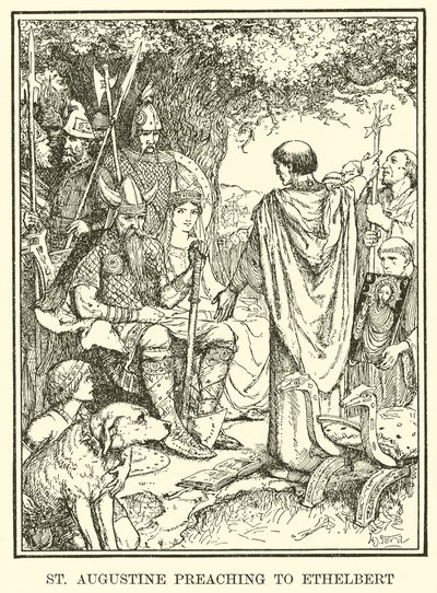 Svatý Augustin kázání Ethelbertovi od Henry Justice Ford
