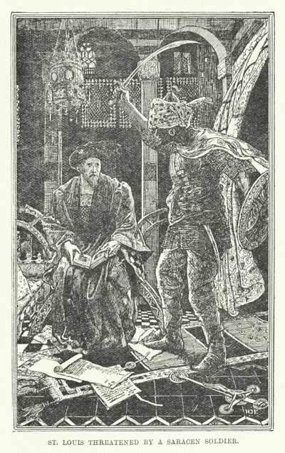 St Louis ohrožený saracénským vojákem (litho) od Henry Justice Ford
