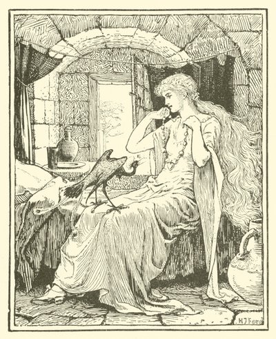 Modrý pták (rytina) od Henry Justice Ford