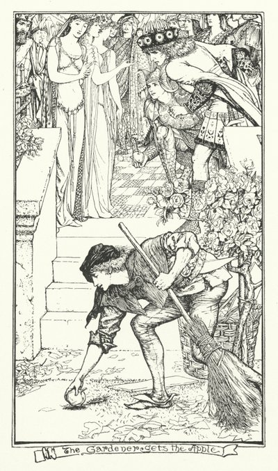 Zahradník dostává jablko (rytina) od Henry Justice Ford