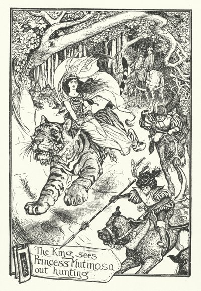 Král vidí princeznu Mutinosu na lovu (rytina) od Henry Justice Ford