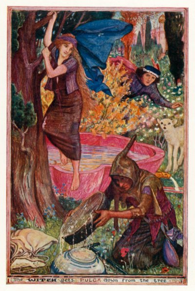 Čarodějnice stáhne Pulgu ze stromu (barva litho) od Henry Justice Ford