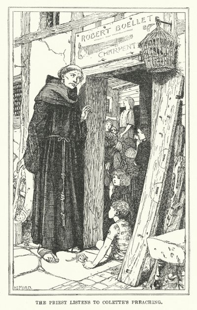 Kněz poslouchá Coletteino kázání (litho) od Henry Justice Ford