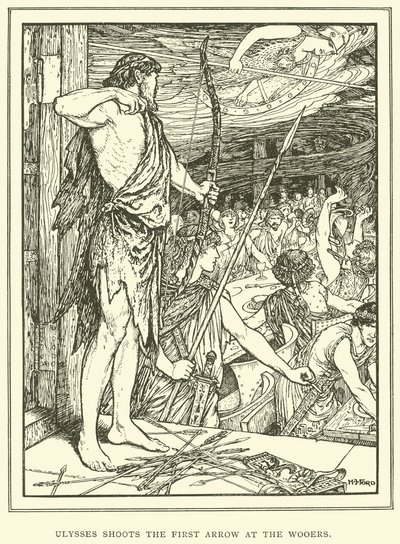Ulysses vystřelí první šíp na Wooers od Henry Justice Ford