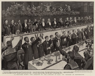 Vítání doma, banket pro společnost H M S St George v Portsmouthu od Henry Marriott Paget