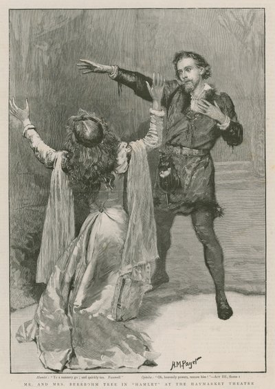 Strom Pan a paní Beerbohmovi v Hamletovi v divadle Haymarket (rytina) od Henry Marriott Paget