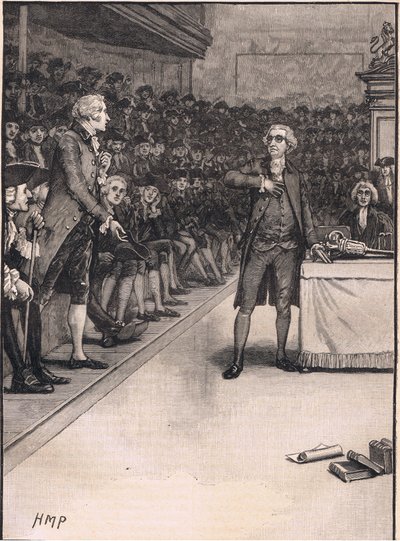 Scéna v Dolní sněmovně: porušení mezi Burkem a Foxem 1791 od Henry Marriott Paget