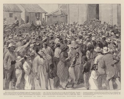 The Horrors of the War, krmení hladovějících uprchlíků ze Santiaga v Caney od Henry Marriott Paget