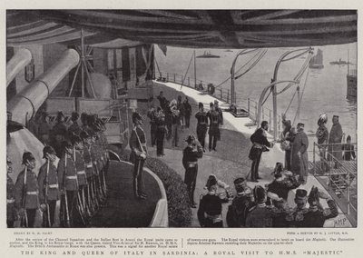 Král a královna Itálie na Sardinii, královská návštěva HMS Majestic od Henry Marriott Paget