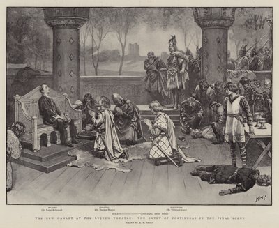 Nový Hamlet v divadle Lyceum, vstup do Fortinbras v závěrečné scéně od Henry Marriott Paget