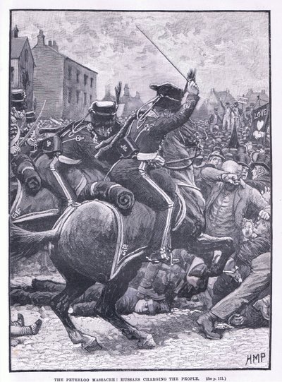 Masakr v Peterloo: Husaři útočí na lid 1819 našeho letopočtu od Henry Marriott Paget