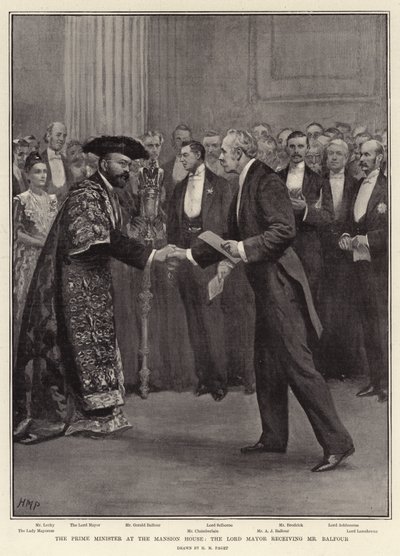 Premiér v Mansion House, lord starosta přijímá pana Balfoura od Henry Marriott Paget