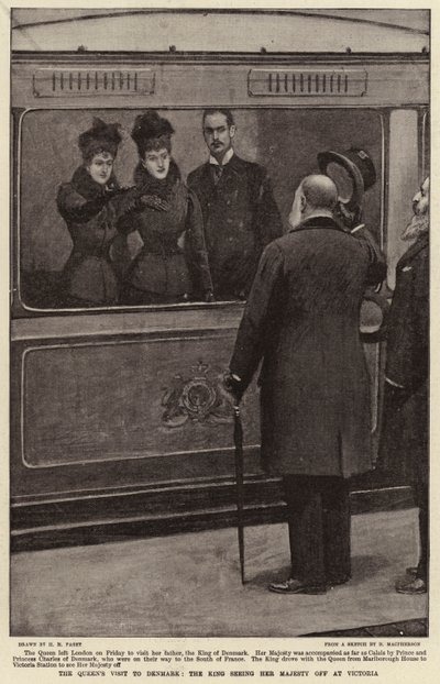 Návštěva královny v Dánsku, král vypravil Její Veličenstvo ve Victorii od Henry Marriott Paget