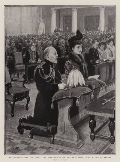Díkůvzdání za mír, král a královna na bohoslužbě v katedrále svatého Pavla od Henry Marriott Paget