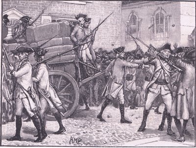 Vojáci doprovázeli orazítkovaný papír na radnici v New Yorku 1765 od Henry Marriott Paget