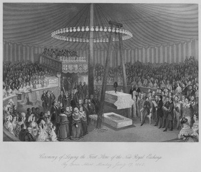 Ceremoniál položení prvního kamene Nové královské burzy, c1842 od Henry Melville