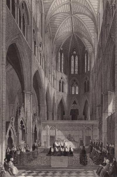 Svěcení koloniálních biskupů ve Westminsterském opatství, Londýn (rytina) od Henry Melville