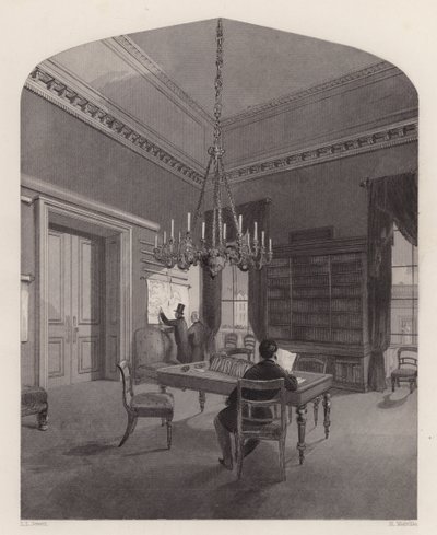 Map Room of the United Service Club, Westminster, Londýn (rytina) od Henry Melville