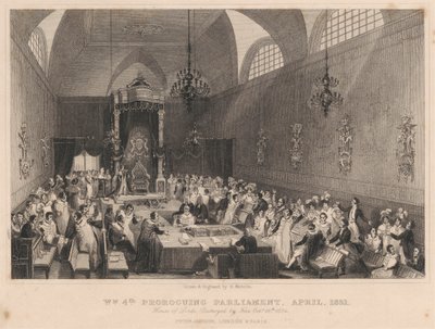 William 4. dočasný parlament, duben 1831. Sněmovna lordů: zničena požárem 16. října 1834 od Henry Melville