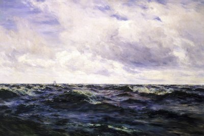 "Mořská krajina, na níž je vlevo zobrazen znak lodi a vpravo kutr uprostřed závodu, obojí z velké vzdálenosti. od Henry Moore