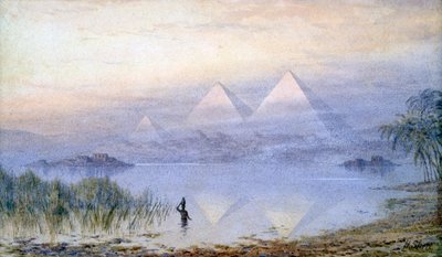 Pyramidy během povodně Nilu, Egypt, 1888 od Henry Noel Shore