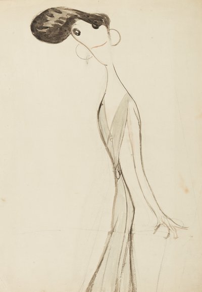 Irene Vanbrugh, studie pro seriál Stars of the Music Hall Stage, kolem roku 1908 (wc na papíře) od Henry Ospovat