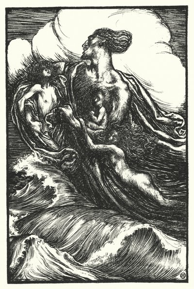 Matthew Arnold báseň: The Forsaken Merman (rytina) od Henry Ospovat