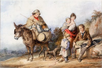 Milk Boy with Family Group, asi 1840 (akvarel a kvaš) od Henry Perlee Parker