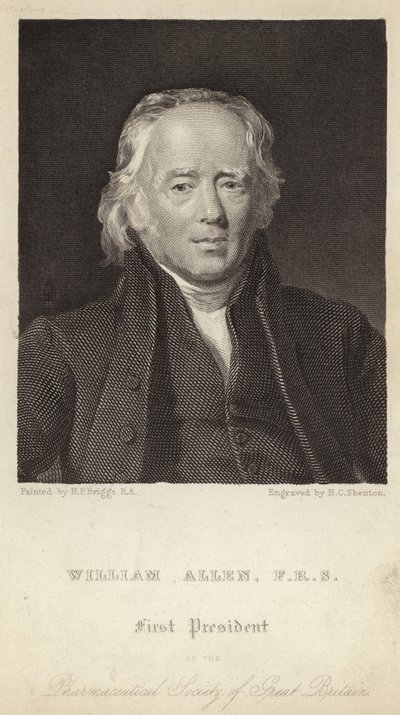 William Allen - první prezident Farmaceutické společnosti Velké Británie (1770-1843) (rytina) od Henry Perronet (after) Briggs