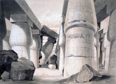 Interiér Velké síně Karnacu, Egypt, 1845 od Henry Pilleau