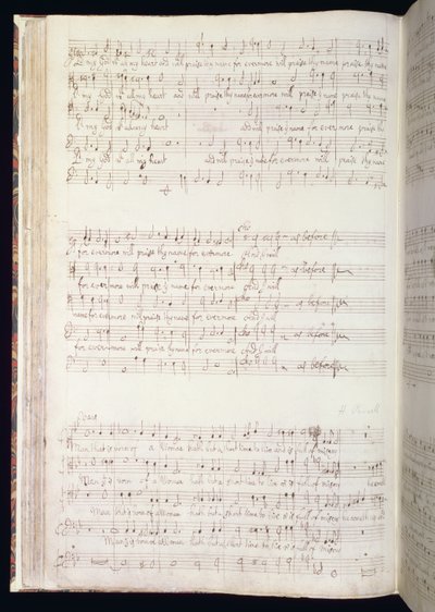 MU MS 88 f.102 "Man that is born of woman", stránka ze svazku anglických hymnů, které složil a napsal Henry Purcell (1659-95) 1673 (tuš na papíře) od Henry Purcell
