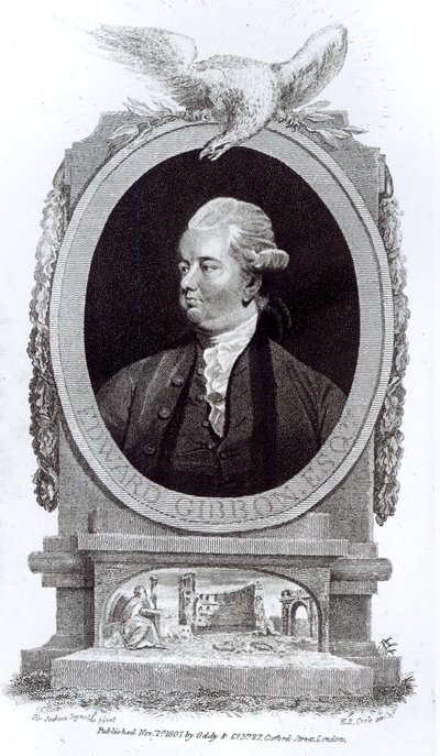 Portrét Edwarda Gibbona z knihy "Dějiny úpadku a pádu říše římské", I. díl, autor Edward Gibbon, 1808. od Henry R. Cook