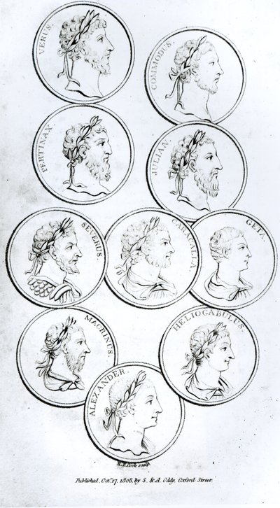 Portréty římských císařů, z „Dějiny úpadku a pádu Římské říše“, svazek I, od Edwarda Gibbona, 1808 od Henry R. Cook