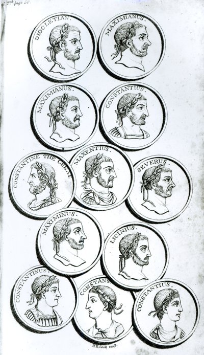 Portréty římských císařů, z „Dějiny úpadku a pádu Římské říše“, svazek II, strana 50, Edward Gibbon, 1808 od Henry R. Cook