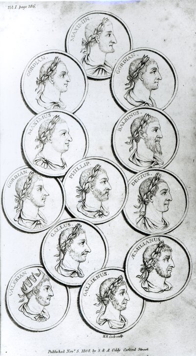 Portréty římských císařů, z „Dějiny úpadku a pádu Římské říše“, svazek I, od Edwarda Gibbona, 1808 od Henry R. Cook