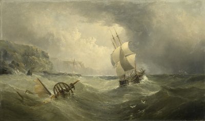 Loď z pobřeží v rozbouřeném moři, 1874 od Henry Redmore