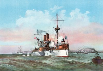Maine zdraví španělskou vlajkovou loď při příjezdu do havanského přístavu od Henry Reuterdahl