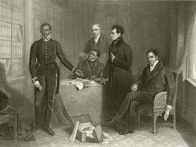 Jan Tzatzoe, Andries Stoffles, reverend Dr Philip a reverend Mess Read, senior a junior od Henry Room