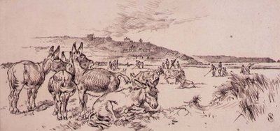 Osli na golfovém hřišti, ilustrace z časopisu 