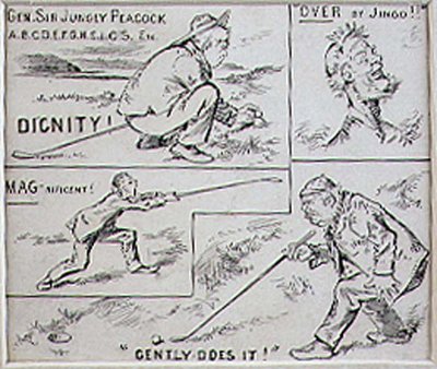 Golfové pohyby, ilustrace z časopisu Graphic, vyd. cca 1870 (litografie) od Henry Sandercock