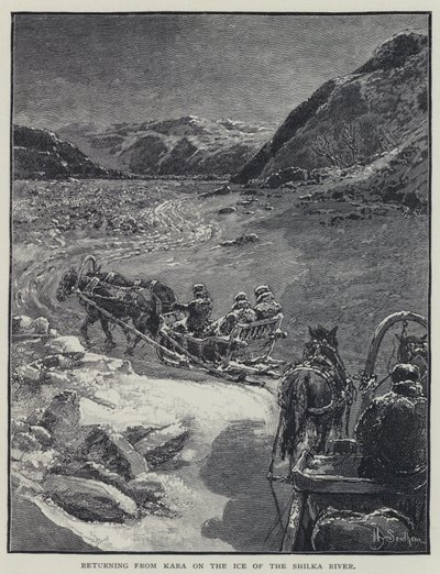 Návrat z Kary na ledě řeky Shilka (litho) od Henry Sandham