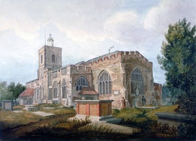 Jihovýchodní pohled na kostel St Dunstan, Stepney, Londýn, c1820 od Henry Sass