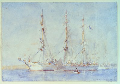 Francouzská loď Marecual de Cashes [Mareschal de Cashes] ve Falmouthu červenec 1914, počátek 20. století (akvarel) od Henry Scott Tuke