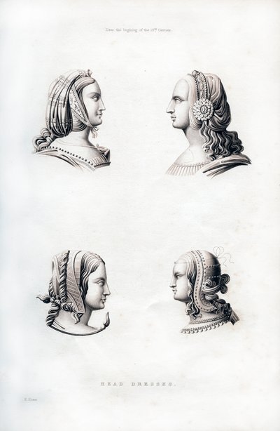 Pokrývky hlavy, začátek 16. století, 1843. od Henry Shaw