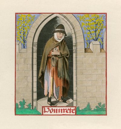 Chudoba, z Romance o růži, c 1480, v Britském muzeu, Harl M S 4425 od Henry Shaw