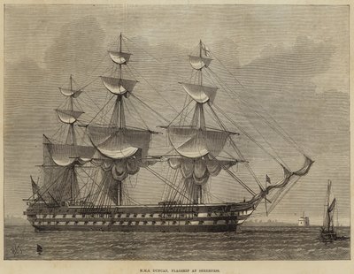 HMS Duncan, vlajková loď v Sheerness od Henry Spernon Tozer