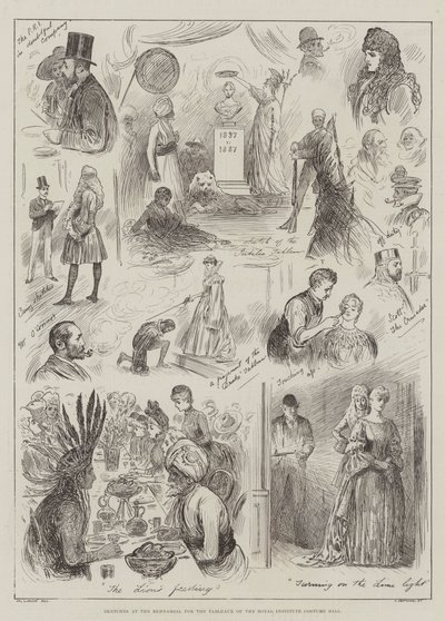 Náčrtky na zkoušce pro Tableaux kostýmního plesu Royal Institute od Henry Stephen Ludlow
