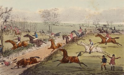 Steeple-Chase, The Sunken Road (barevné lito) od Henry Thomas (after) Alken