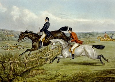 Skákání, deska z „The Right and The Wrong Sort“, ve Fores Hunting Sketches, vyryté Johnem Harrisem od Henry Thomas (after) Alken