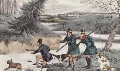 Střelba v Myttonu v zimě (litografie) od Henry Thomas (after) Alken